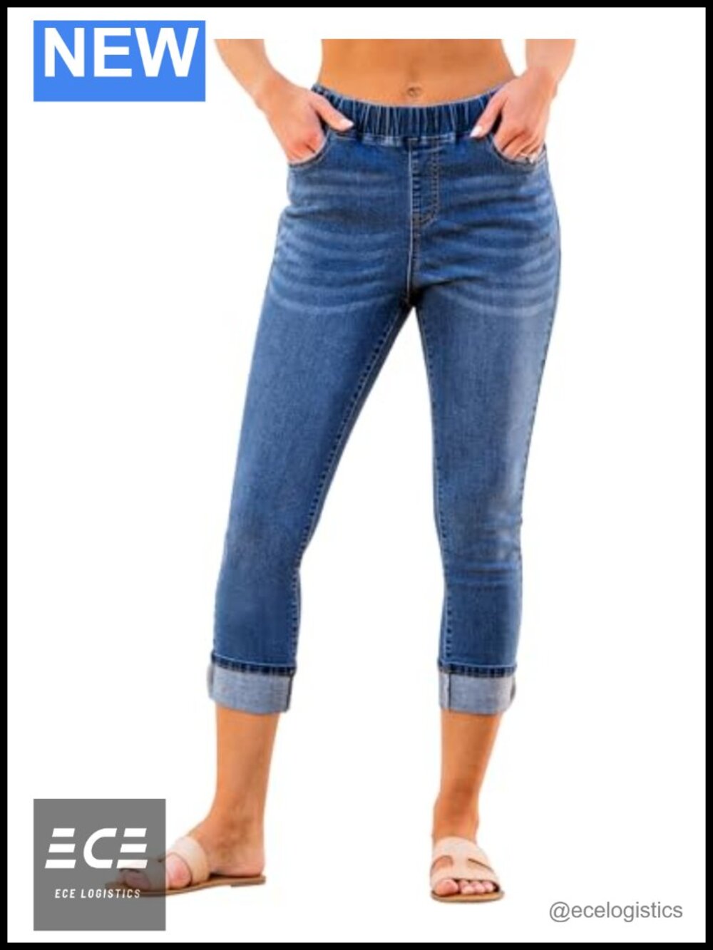 Pull On High Waisted Skinny Capri Jeans Stretch Denim Cropped Jeggings